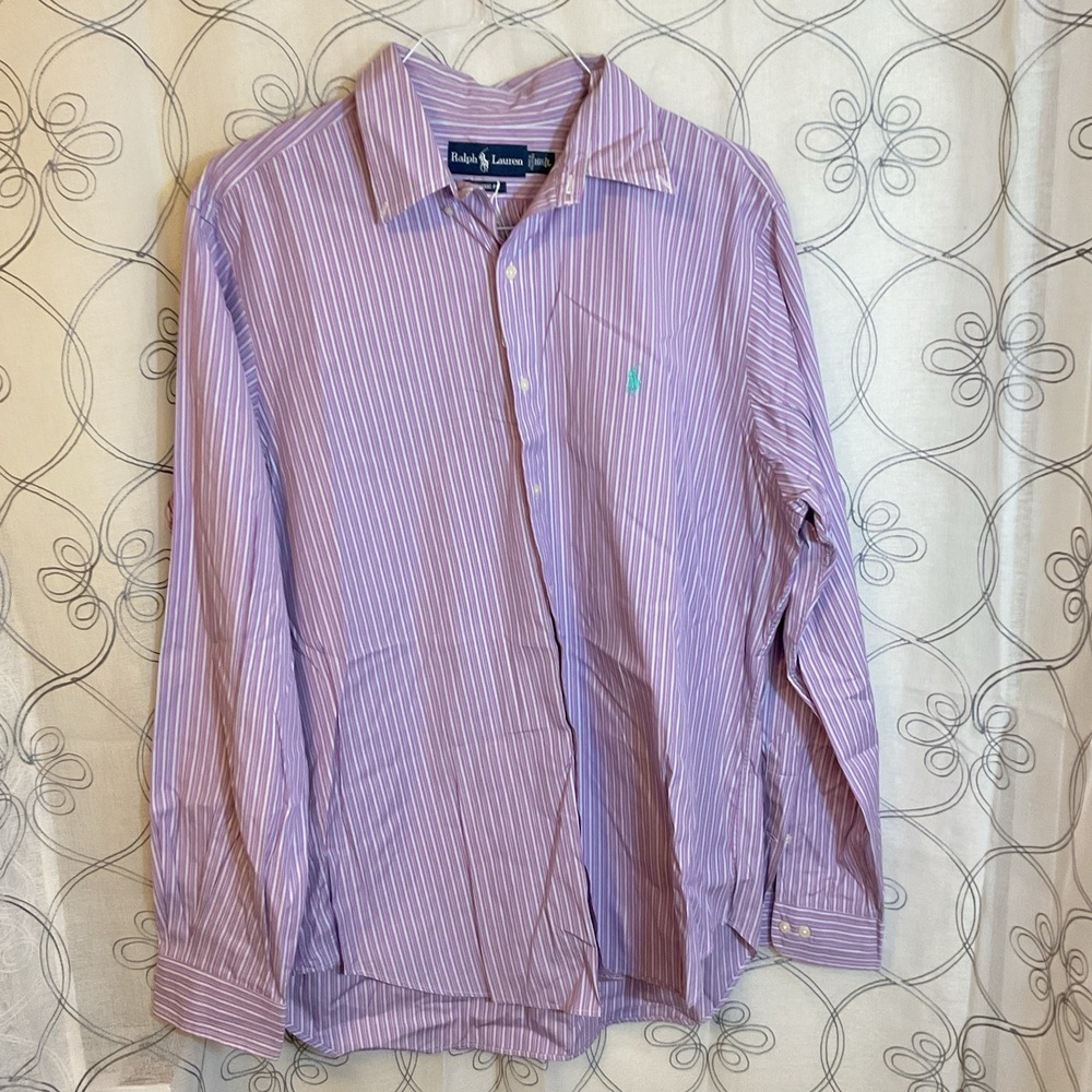 Men's Ralph Lauren Purple/Teal Stripe Long Sleeve Button Up Size‎ Large